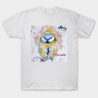 Watercolour Blue Tit Bird Painting T-Shirt